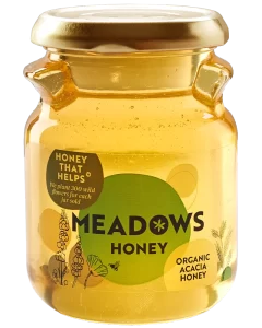 Meadows honey 'Our honeys' A jar of organic acacia honey