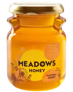 Meadows Honey 'Our honeys' A jar of Natural honey