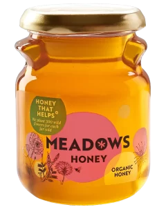 Meadows Honey 'Our honeys' A jar of Organic Honey