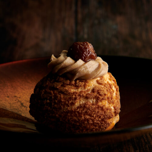 Maron glazed chestnut choux by Jamie Holme masterchef contestant