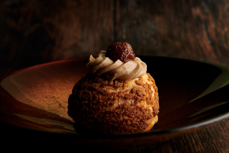 Maron glazed chestnut choux by Jamie Holme masterchef contestant